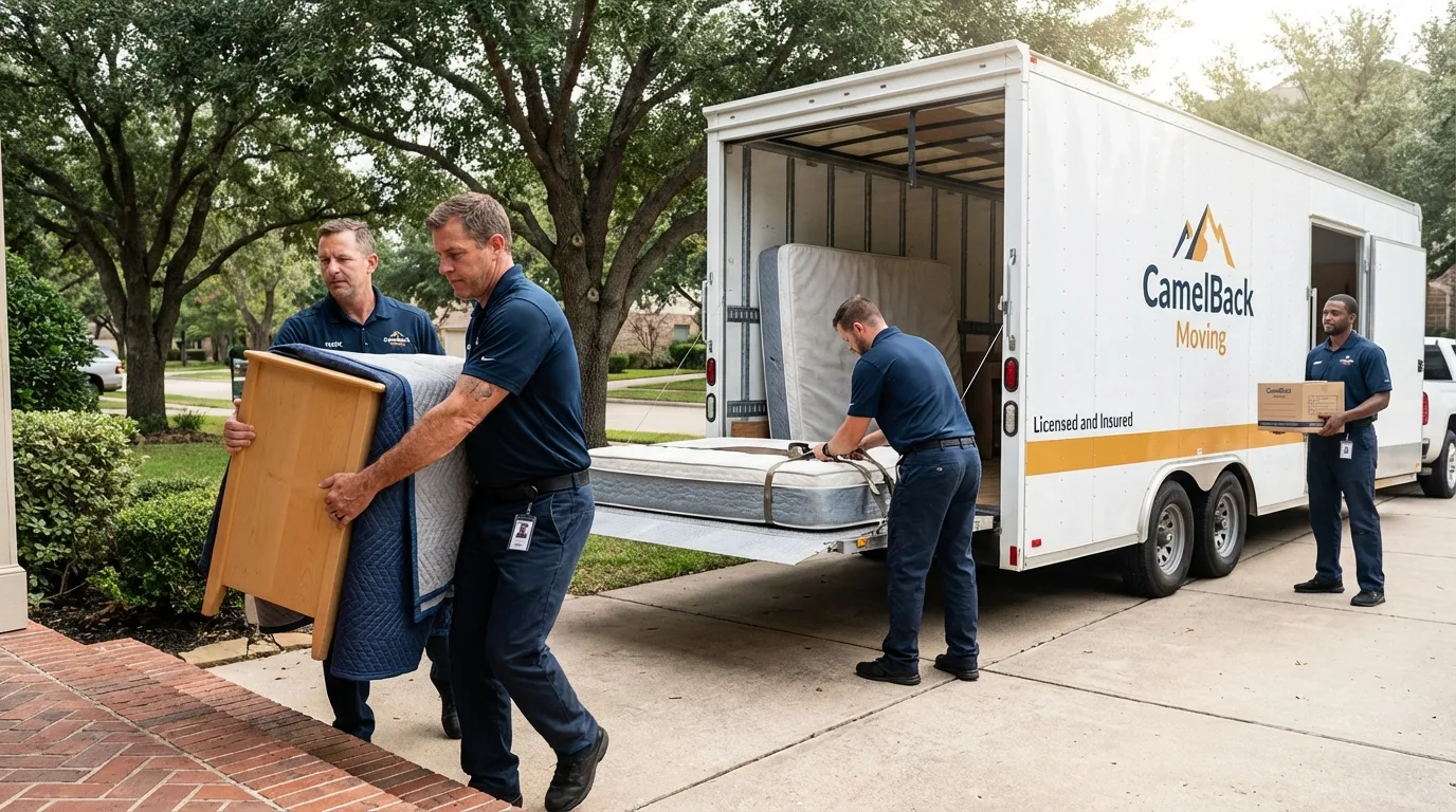 Crew loading residential truck for cross-state move from Bradenton, FL